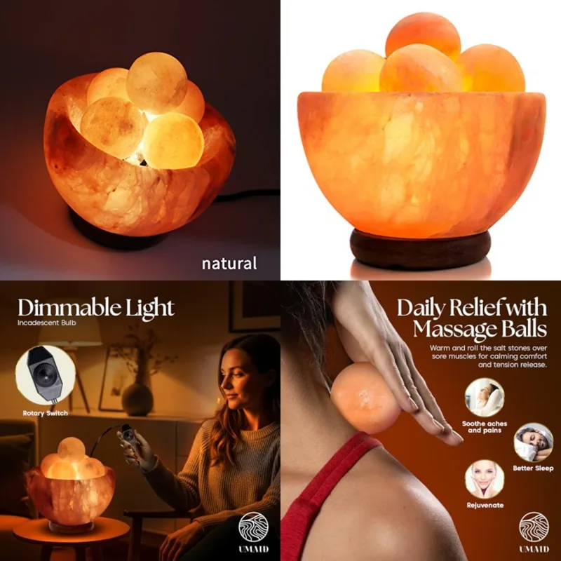 Himalayan Salt Lamp - مصباح ملح الهيمالايا مع 6 كرات