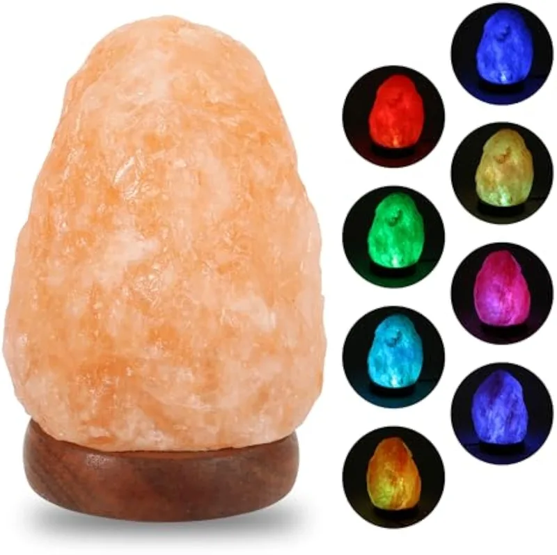 Himalayan Salt Lamp - مصباح ملح الهيمالايا العضوي بـ7 ألوان